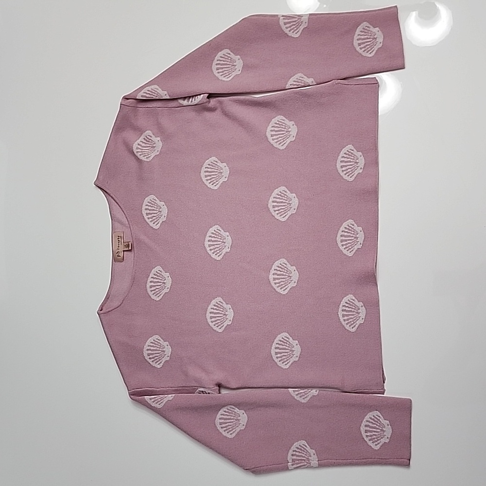Philosophy Sea Shell Print Jacquard Sweater Rose Blush Ivory